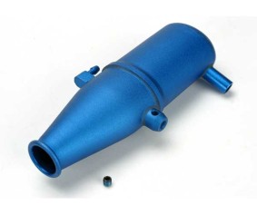 Traxxas Tuned Pipe, Aluminum, Blue-Anodized (Dual Chamber With Pressure Fitting)/ 4mm Gs
