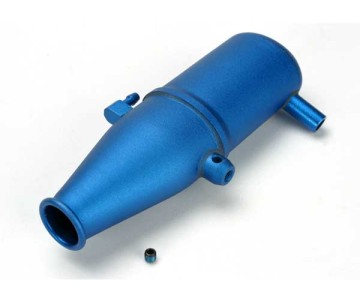 Traxxas Tuned Pipe, Aluminum, Blue-Anodized (Dual Chamber With Pressure Fitting)/ 4mm Gs