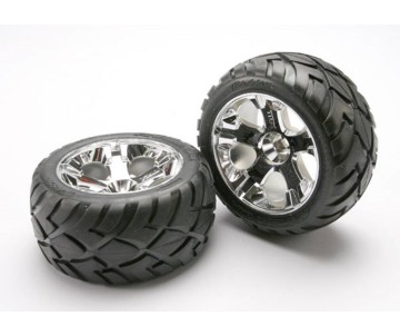 Traxxas Anaconda Tires w/All-Star Front Wheels (2) (Jato) (Chrome) (Standard)