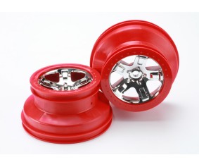 Traxxas Wheels, Sct Chrome, Red Beadlock Style, Dual Profile (2.2