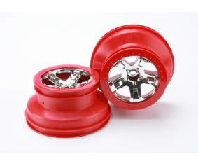 Traxxas Wheels, Sct Chrome, Red Beadlock Style, Dual Profile (2.2