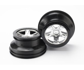 Traxxas Wheels, Sct Satin Chrome, Black Beadlock Style Sct, Dual Profile (2.2
