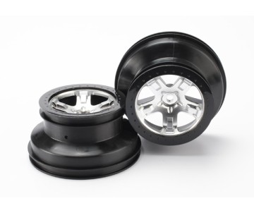 Traxxas Wheels, Sct Satin Chrome, Black Beadlock Style Sct, Dual Profile (2.2