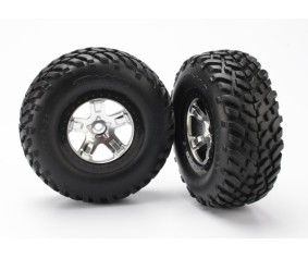 Traxxas 2.2/3.0 Tire w/SCT Rear Wheel (2) (Satin Chrome) (Standard)