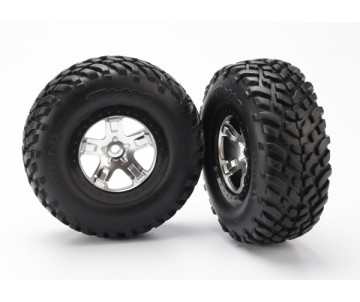Traxxas 2.2/3.0 Tire w/SCT Rear Wheel (2) (Satin Chrome) (Standard)