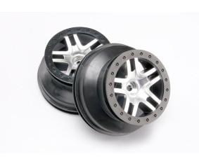 Traxxas Wheels, Sct Split-Spoke, Satin Chrome, Black Beadlock Style, Dual Profile (2.2