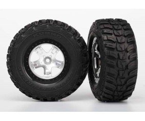 Traxxas Traxxas Tires & wheels, assembled, glued (SCT satin chrome, black beadlock style wheels, Kumho tires, foam inserts) (2) (4WD front/rear, 2WD rear only)