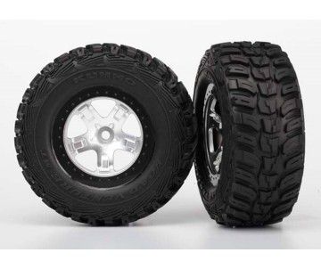 Traxxas Traxxas Tires & wheels, assembled, glued (SCT satin chrome, black beadlock style wheels, Kumho tires, foam inserts) (2) (4WD front/rear, 2WD rear only)