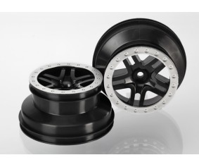 Traxxas Wheels, Sct Split-Spoke, Black, Satin Chrome Beadlock Style, Dual Profile (2.2