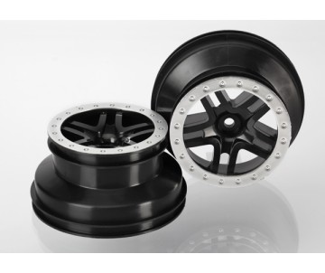 Traxxas Wheels, Sct Split-Spoke, Black, Satin Chrome Beadlock Style, Dual Profile (2.2