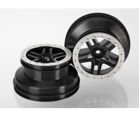 Traxxas Wheels, Sct Split-Spoke, Black, Satin Chrome Beadlock Style, Dual Profile (2.2