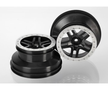 Traxxas Wheels, Sct Split-Spoke, Black, Satin Chrome Beadlock Style, Dual Profile (2.2