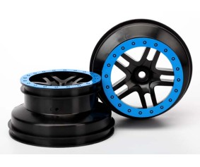 Traxxas Wheels, Sct Split-Spoke, Black, Blue Beadlock Style, Dual Profile (2.2