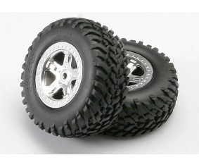 TraxxasTires & wheels, assembled, glued (SCT Satin Chrome, beadlock style, dual profile (2.2