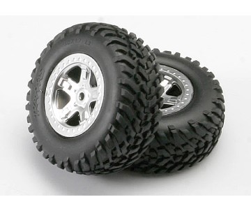 TraxxasTires & wheels, assembled, glued (SCT Satin Chrome, beadlock style, dual profile (2.2