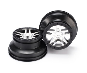 Traxxas Wheels, Sct Split-Spoke, Satin Chrome, Black Beadlock Style, Dual Profile (2.2