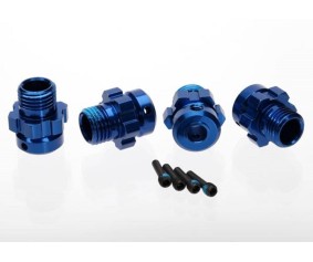 Traxxas Traxxas Wheel hub, splined, 17mm, 6061-T6 aluminum (blue-anodized) (4)/ screw pin, 4x13mm (with threadlock) (4) (for 6mm axles)