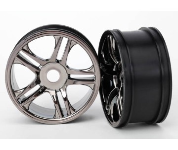 Traxxas Wheels, Split-Spoke (Black Chrome) (Rear) (2)