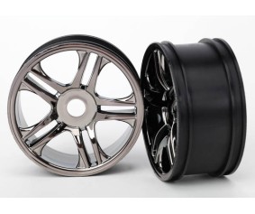 Traxxas Wheels, Split-Spoke (Black Chrome) (Front) (2)
