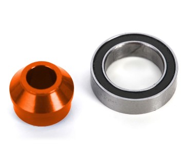 Traxxas Bearing adapter, 6061-T6 aluminum (orange-anodized) (1)/ 10x15x4mm ball bearing (black rubber sealed) (1) (for slipper shaft)