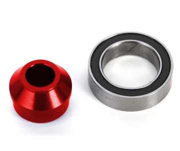 Traxxas Bearing adapter, 6061-T6 aluminum (red-anodized) (1)/ 10x15x4mm ball bearing (black rubber sealed) (1) (for slipper shaft)