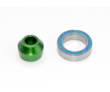 Traxxas Bearing adapter, 6061-T6 aluminum (green-anodized) (1)/ 10x15x4mm ball bearing (black rubber sealed) (1) (for slipper shaft)