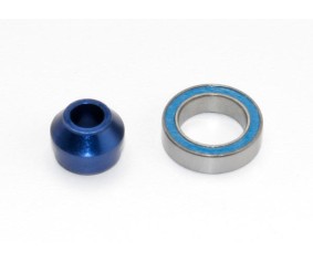 Traxxas Bearing adapter, 6160-T6 aluminum (blue-anodized) (1)/10x15x4mm ball bearing (blue rubber sealed) (1) (for slipper shaft)