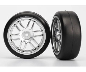 Traxxas Tires and wheels, assembled, glued (Rally wheels, satin, 1.9 Gymkhana slick tires) (2)
