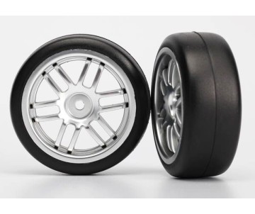 Traxxas Tires and wheels, assembled, glued (Rally wheels, satin, 1.9 Gymkhana slick tires) (2)