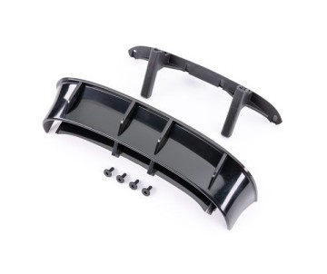 Traxxas Wing, Ford Fiesta® ST Rally (black)/ body posts, rear/ 3x8mm FCS (4) (fits #7412 series bodies)