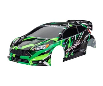Traxxas Body, Ford Fiesta® ST Rally VXL (painted, decals applied) (assembled with rear wing, body support, & body mount latches for clipless mounting) - Green