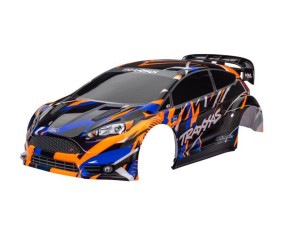 Traxxas Body, Ford Fiesta® ST Rally VXL (painted, decals applied) (assembled with rear wing, body support, & body mount latches for clipless mounting) - Orange