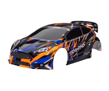 Traxxas Body, Ford Fiesta® ST Rally VXL (painted, decals applied) (assembled with rear wing, body support, & body mount latches for clipless mounting) - Orange