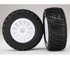 Traxxas Tires & wheels, assembled, glued (White wheels, BFGoodrich Rally, gravel pattern, tires, foam inserts) (2) (TSM rated)