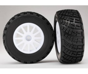Traxxas Tires & wheels, assembled, glued (White wheels, BFGoodrich Rally, gravel pattern, S1 compound tires, foam inserts) (2) 