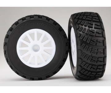 Traxxas Tires & wheels, assembled, glued (White wheels, BFGoodrich Rally, gravel pattern, S1 compound tires, foam inserts) (2) 