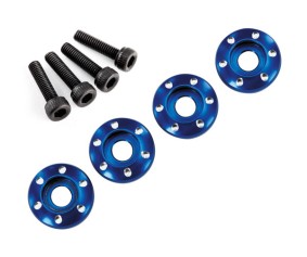 Traxxas Wheel nut washer, machined aluminum, blue / 3x12mm CS (4)