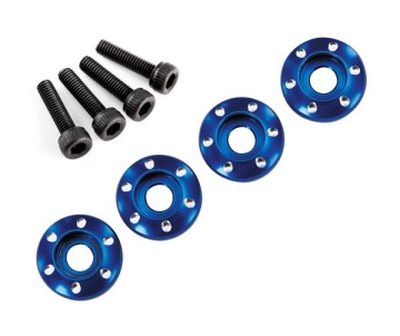 Traxxas Wheel nut washer, machined aluminum, blue / 3x12mm CS (4)