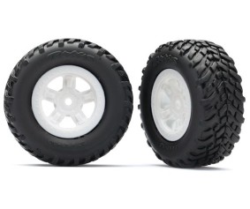 Traxxas Tires and wheels, assembled, glued (SCT white wheels, SCT off-road racing tires) (1 each, right & left)