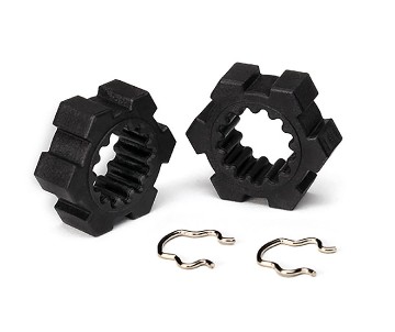 Traxxas Wheel hubs, hex (2)/ hex clips (2)