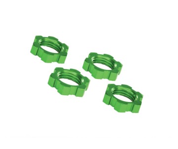 Traxxas Wheel Nuts, Splined, 17mm, Serrated (green-anodized) (4)