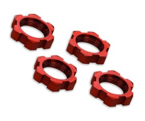 Traxxas Wheel Nuts, Splined, 17mm, Serrated (red-anodized) (4)