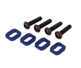 Traxxas Washers, motor mount, aluminum (blue-anodized) (4)/ 4x18mm BCS (4)