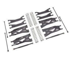 Traxxas Suspension kit, X-Maxx WideMaxx, Black (includes front & rear suspension arms, front toe links, driveshafts, shock springs)