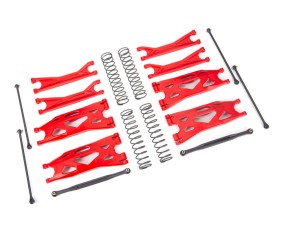 Traxxas Suspension kit, X-Maxx WideMaxx, Red (includes front & rear suspension arms, front toe links, driveshafts, shock springs)