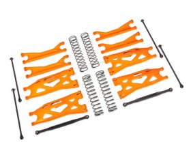 Traxxas Suspension kit, X-Maxx WideMaxx, Orange (includes front & rear suspension arms, front toe links, driveshafts, shock springs)