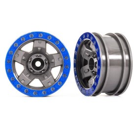 Traxxas Wheels, TRX-4 Sport 2.2 (Gray, Blue Beadlock Style) (2)