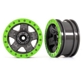 Traxxas Wheels, TRX-4 Sport 2.2 (Gray, Green Beadlock Style) (2)
