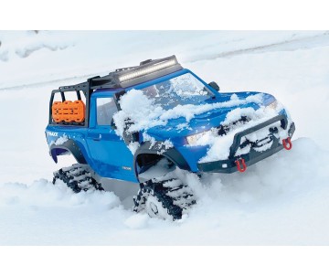 Traxxas TRX-4 with Deep-Terrain Traxx w/ Tires and Wheels: 1/10 Scale 4WD Electric Truck - Blue. Ready-to-Race with TQ 2.4GHz Radio System, XL-5 HV ESC (fwd/rev) and Titan 550 motor and Painted Clipless Body (Requires battery and charger)