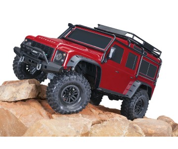 Traxxas TRX-4 Scale and Trail 1/10 4WD Electric Truck with Land Rover Defender Body, Clipless Mounting (requires battery and charger) - Red